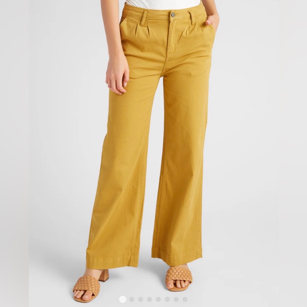 High-Rise Wide-Leg Ankle Pants in Mustard